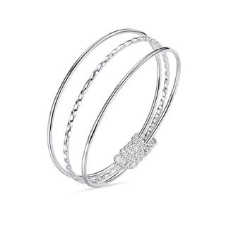KADER Ginkgo Pendant Collection 999 Fine Silver Material Bangles Women's Silver White, Box Good Luck