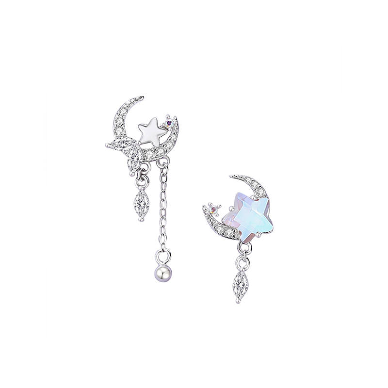KADER 925 Sterling Silver Synthetic Cubic Zirconia Moonstone Stud Earrings Women's Candy