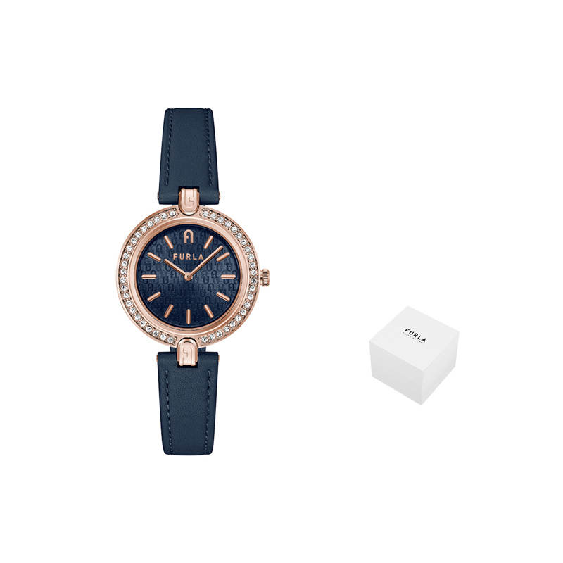 Furla Wrist Watches Quartz Movement Genuine Leather Strap 34mm Blue Dial Women's Watch