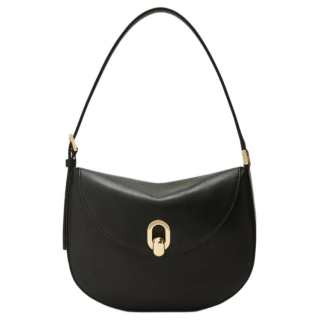 SAVETTE Calfskin Hobo Bag, Handbag, Shoulder Bag Women's Black