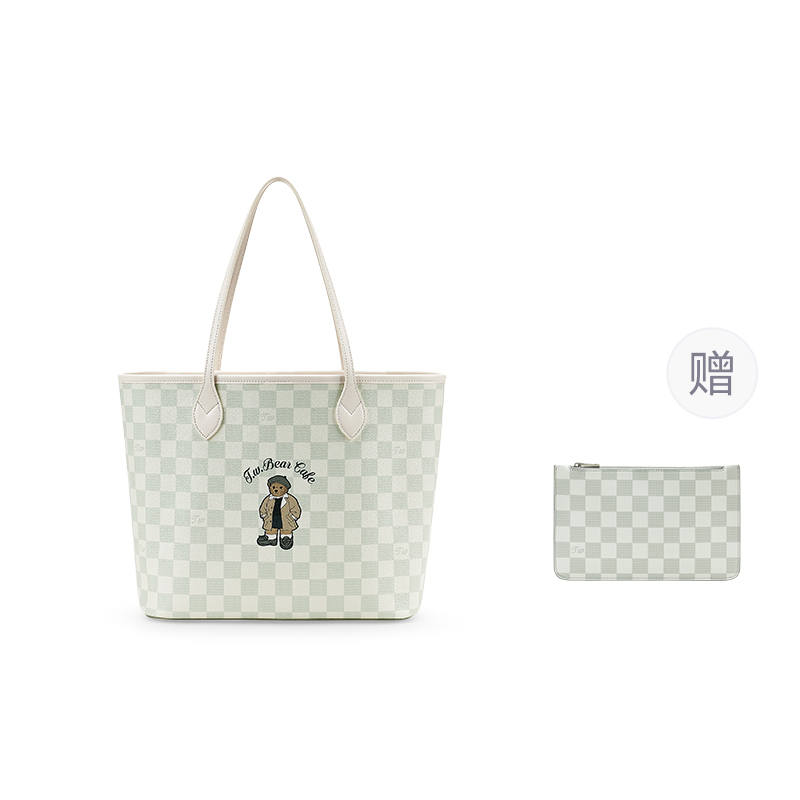 Teenie Weenie Polyvinyl Chloride With Synthetic Leather Tote Bag, Shopping Bag, Handbag, Shoulder Bag Women's Apricot