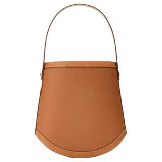 SAVETTE Mixed Leather Calfskin Bucket Shaped Handbag Women's Saddle