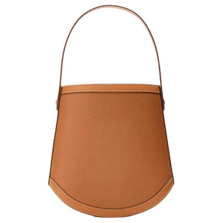 SAVETTE Mixed Leather Calfskin Bucket Shaped Handbag Women's Saddle