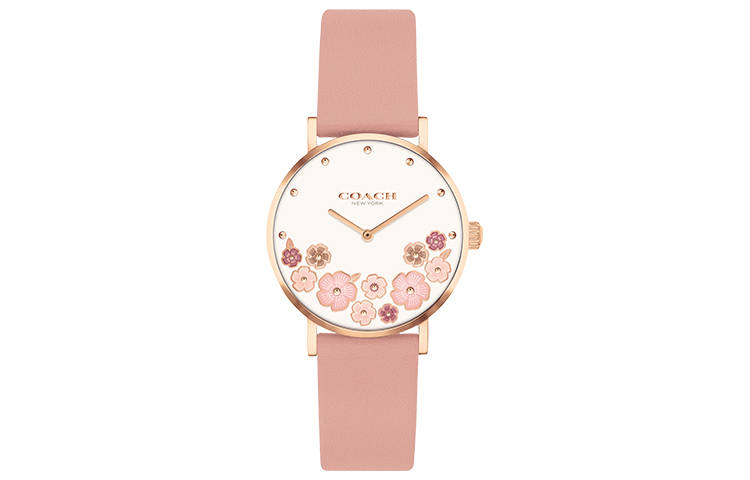 COACH Perry Wrist Watches Quartz Movement Genuine Leather Strap White Dial Women's Watch Box Available For Purchase