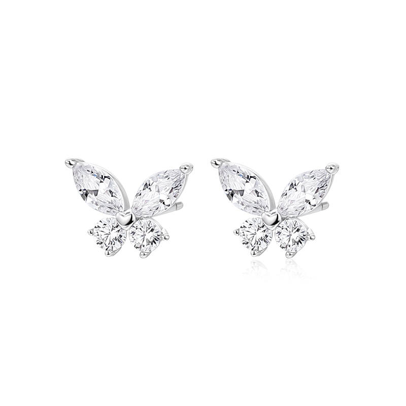 KADER KADER 925 Sterling Silver Stud Earrings Women's Silver White, Multi Box