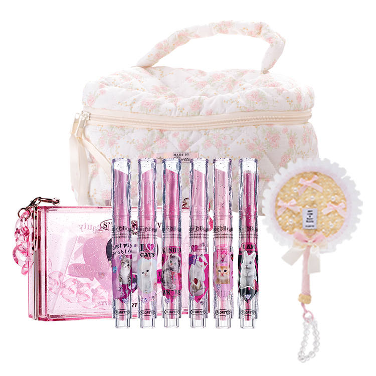 FLORTTE Quirky Emilia Solid Lip Gloss Makeup Sets Easy to Blend Shimmer Mirror Finish 6 Pcs Pack