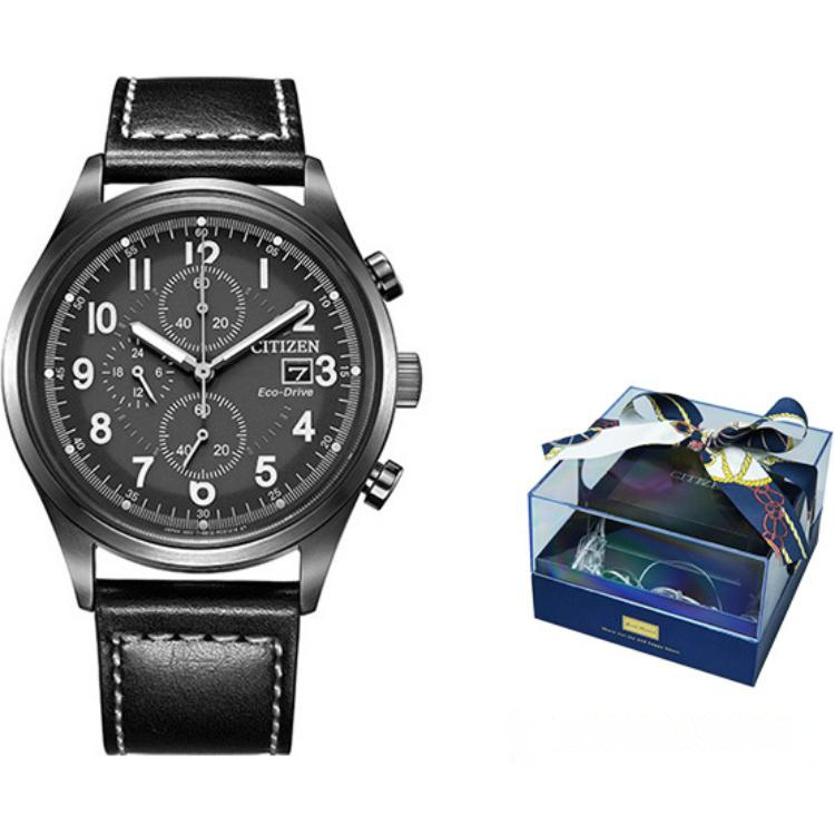 CITIZEN Ecology Drive Collection Solar Movement Cow Leather Strap Watch Men's Watches Black Dial