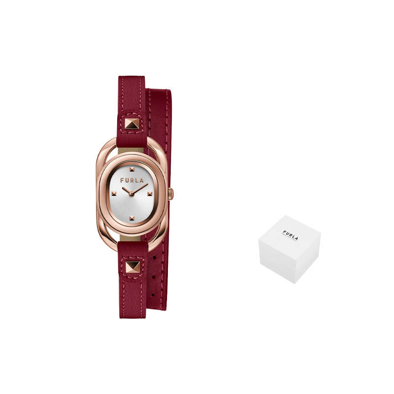 Furla HERITAGE Wrist Watches Quartz Movement Genuine Leather Strap 24mm Silver Dial Women's Watch