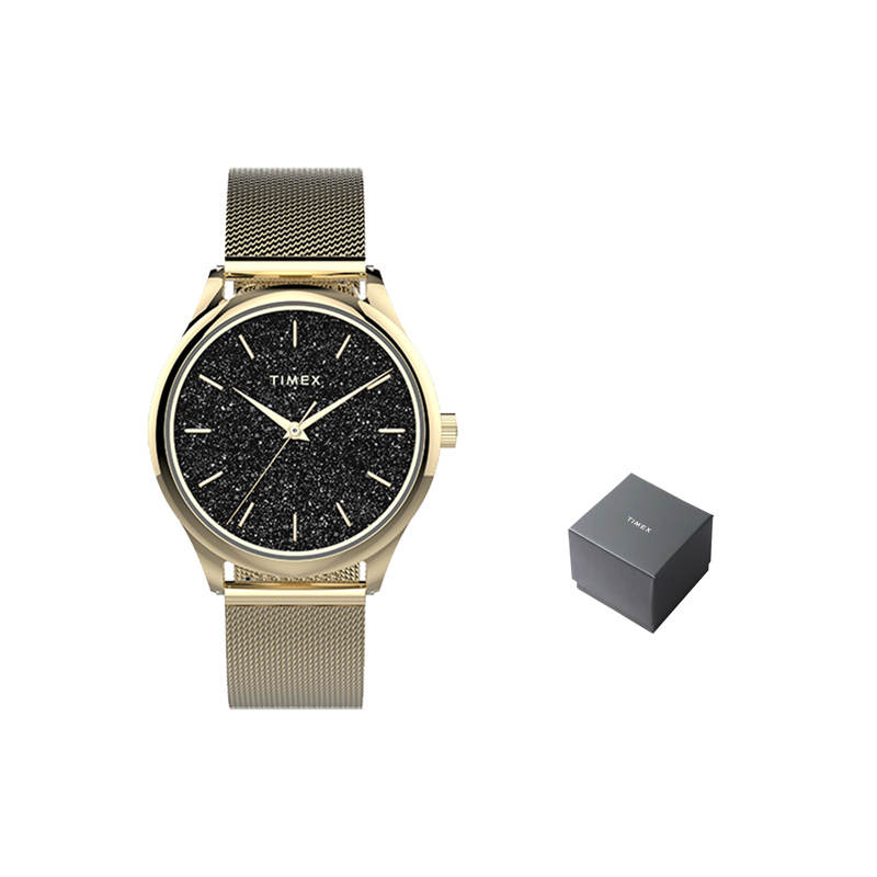 TIMEX TREND Wrist Watches Quartz Movement Stainless Steel Strap 32mm Black Dial Women's Watch