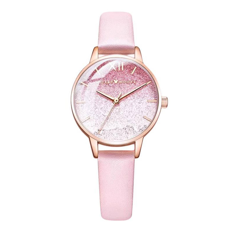Disney 50m Waterproof Quartz Movement Leather Strap Watch Women's Watch Pink Watch Dial