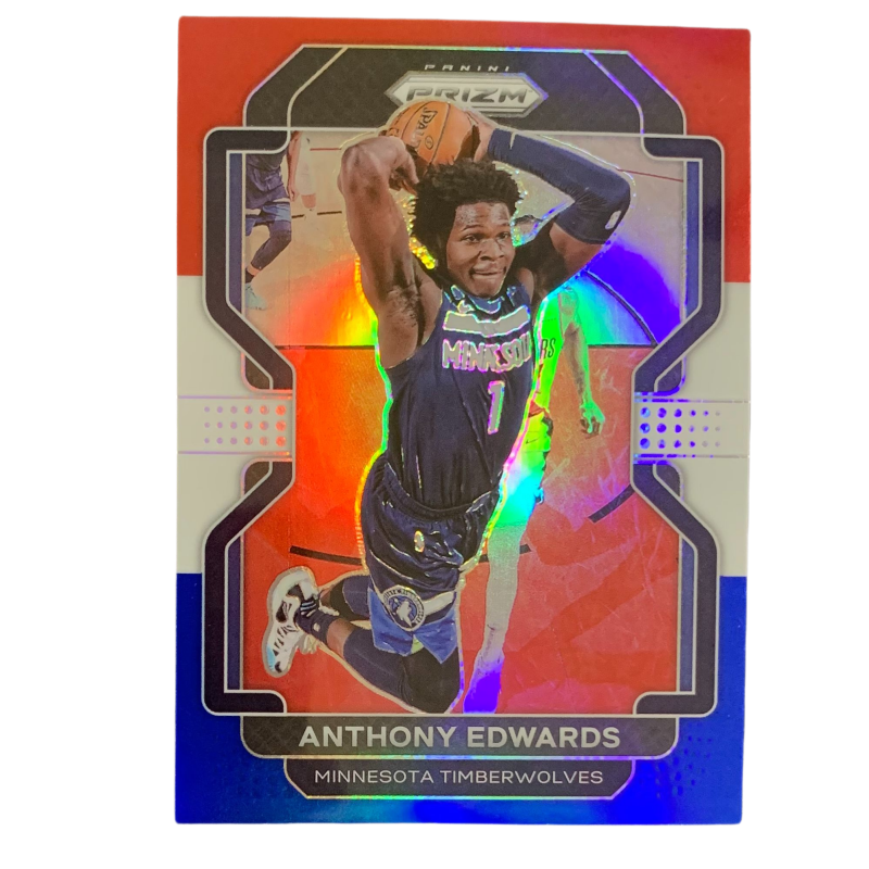 PANINI PANINI 2021 22 PRIZM Timberwolves, Edwards, Hu Zi, Tricolor Fold, Refringence, Large Scale Star Card Collection Pass