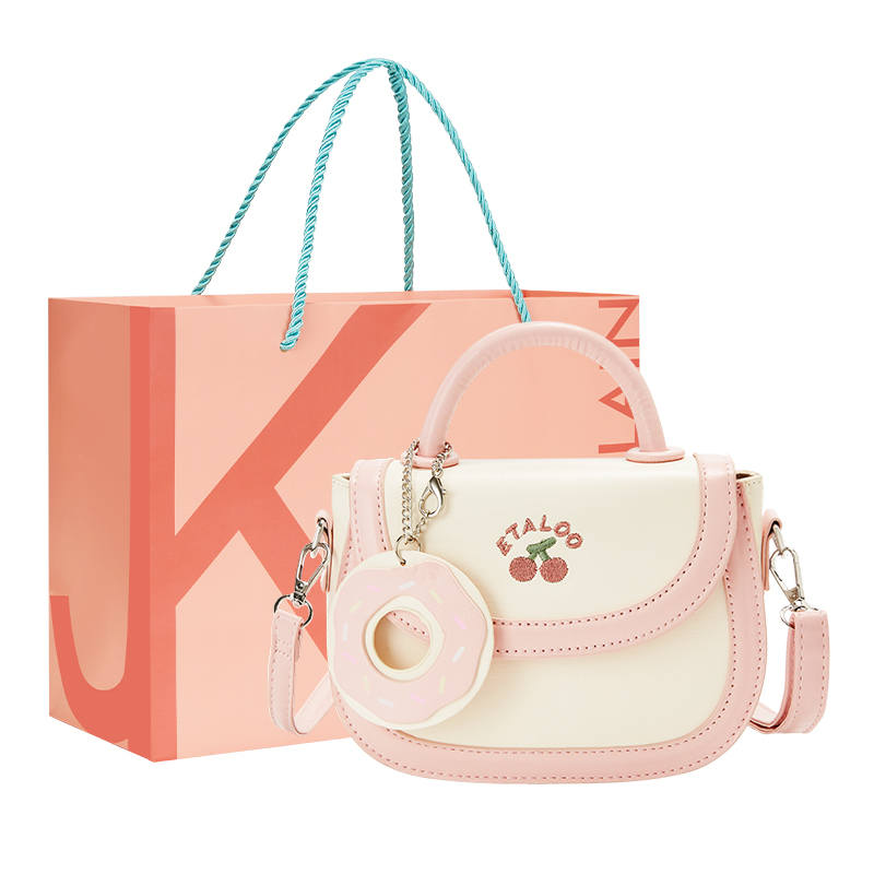 JANE KLAIN Pu Saddle Bag Handbag, Crossbody Bag Regular Women's White & Blue/White & Pink