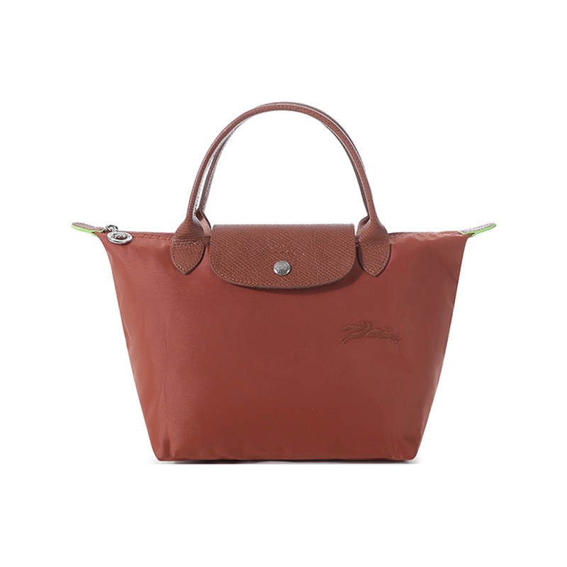 LONGCHAMP Le Pliage Green Recycled Canvas Handbag, Dumpling Bag Women's Chestnut