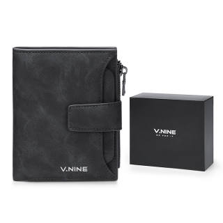 V.NINE Synthetic Leather Card Holder Short Wallet Medium Men's Black/Brown/Blue