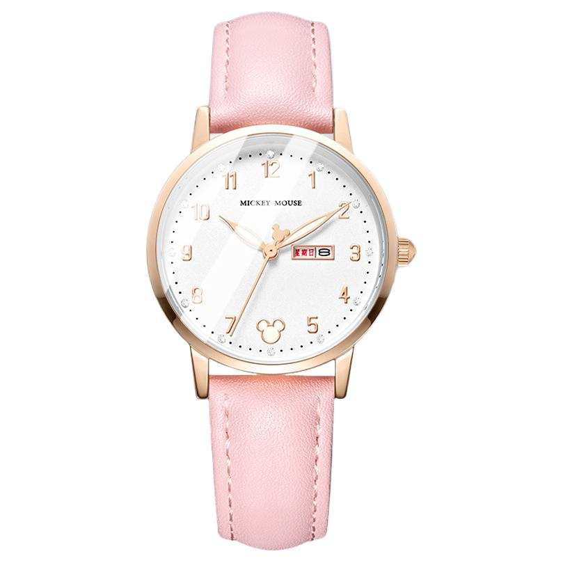 Disney Quartz Movement Leather Strap Watch Women's Watch White Dial