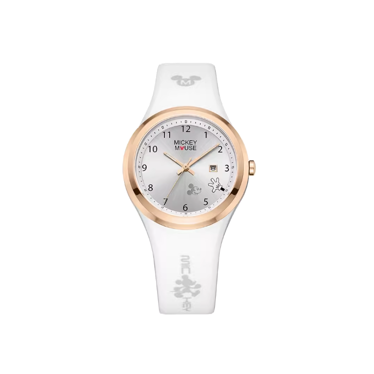 Disney Quartz Movement Silicone Strap Watch Women's Watch Silver Dial 30m Waterproof