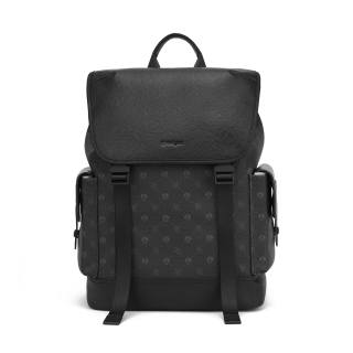 NAVIGARE Top Grain Cow Leather PVC Backpack Laptop Bag Regular Men's Black