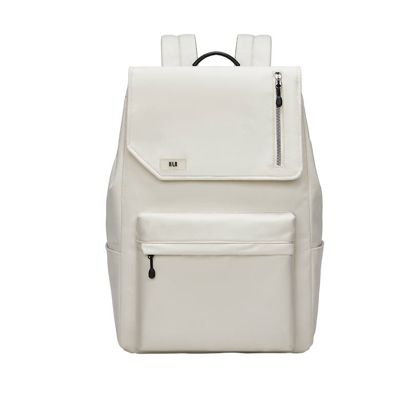 HLA HLA Polyester Backpack Unisex Cream White/Classic Black