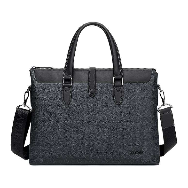 SEPTWOLVES SEPTWOLVES Top Grain Cow Leather+Artificial Leather Portable Briefcase Men's Black