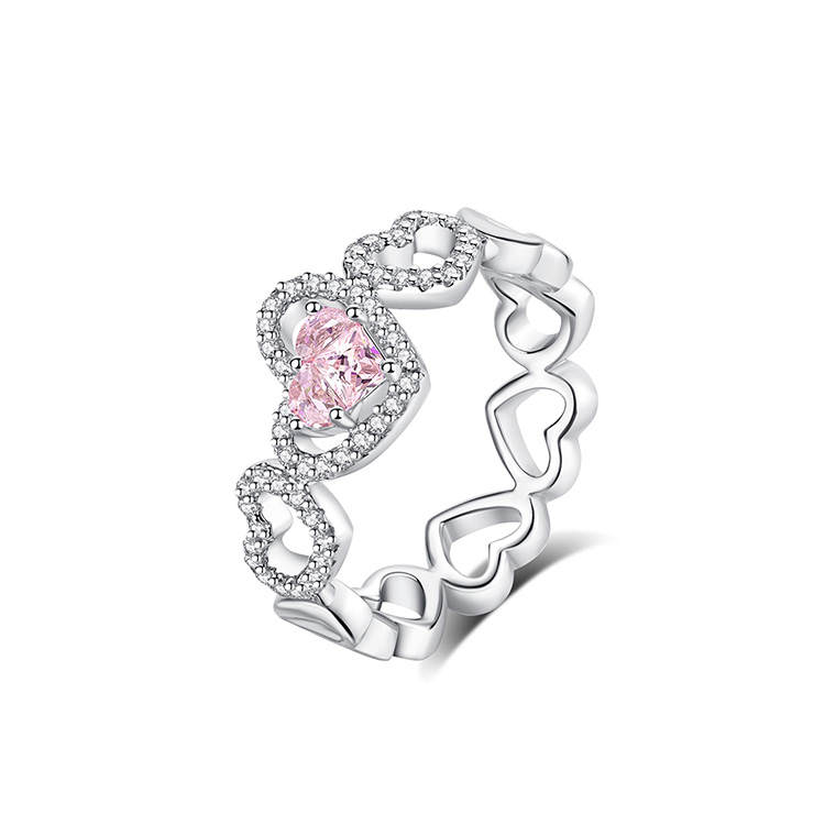 FANCI S925 Silver With Pink Gemstone Inlay Rings Women's