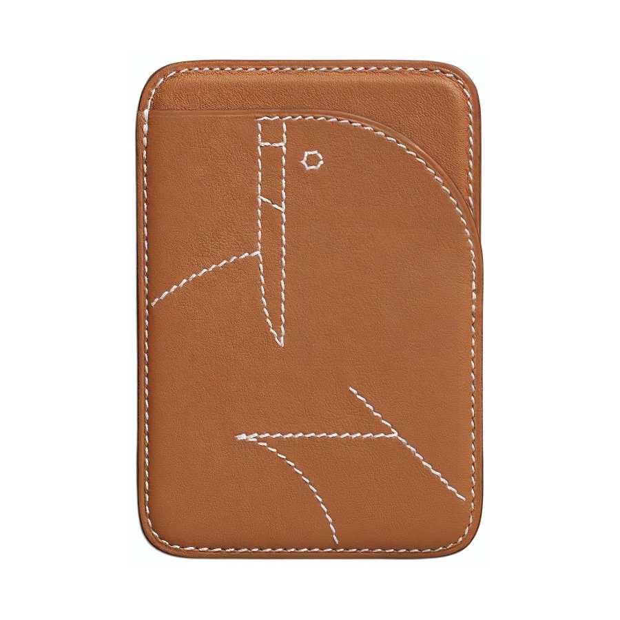 HERMES Magsafe Swift Leather Card Holder Unisex Gold