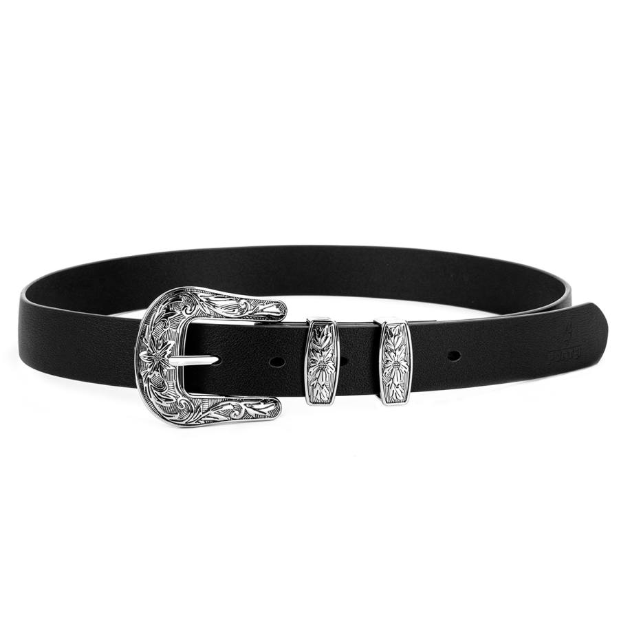 FORTEI FORTEI Cow Leather Y2K Belt Unisex Black Width 3cm