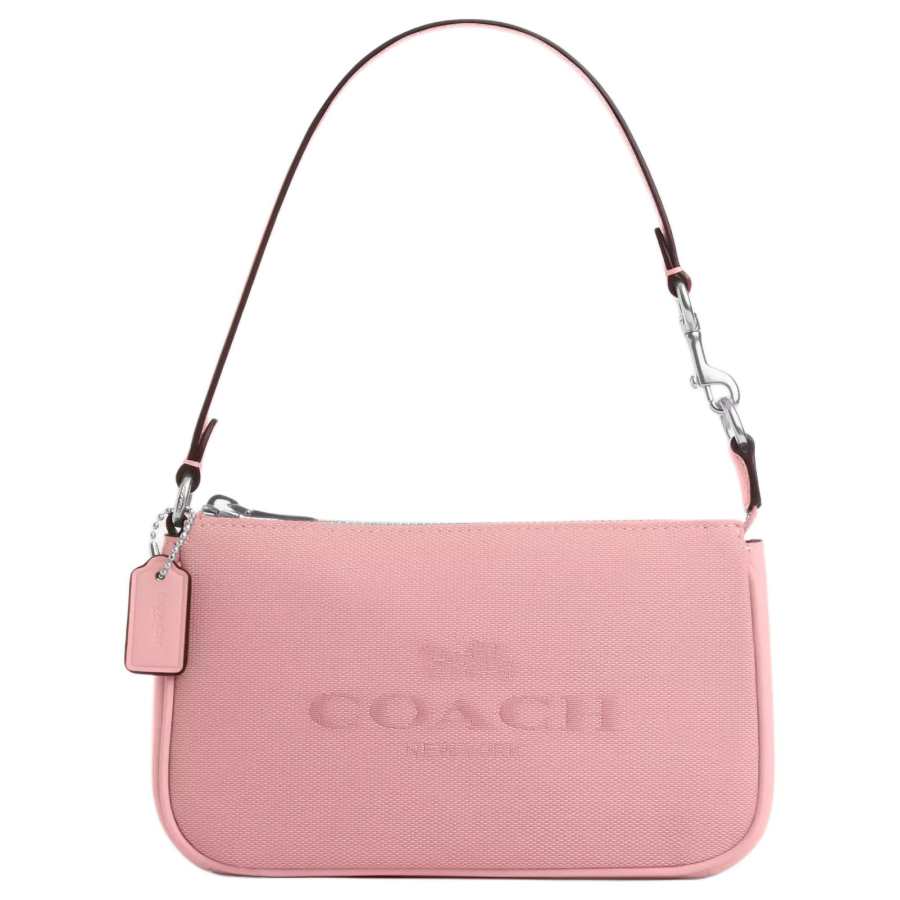 COACH Nolita Jacquard With Smooth Leather One Shoulder Handbag Small Women's Silver & Light Blush