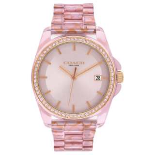COACH Wrist Watches Quartz Movement Acetate Strap 36mm Pink Watch Dial Unisex 30m Water Resistant