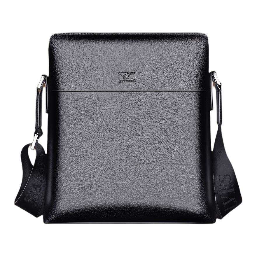SEPTWOLVES Cow Leather Crossbody Bags Medium Men's Black/Coffee
