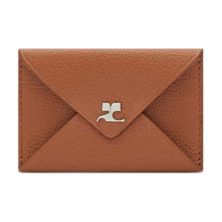 COURREGES Calfskin Card Holder Card Holder Women's Brandy Brown