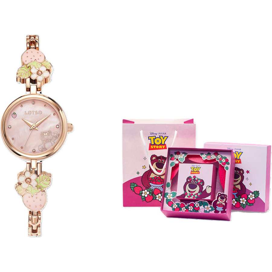 Disney Lotso Quartz Movement Alloy Strap Watch Women's Watch Gold Dial 30m Waterproof
