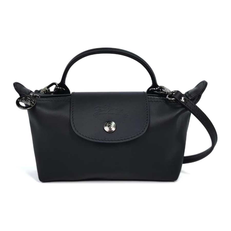 LONGCHAMP Le Pliage Xtra Cow Leather Shoulder Bag, Crossbody Bag, Handbag Regular Women's Black