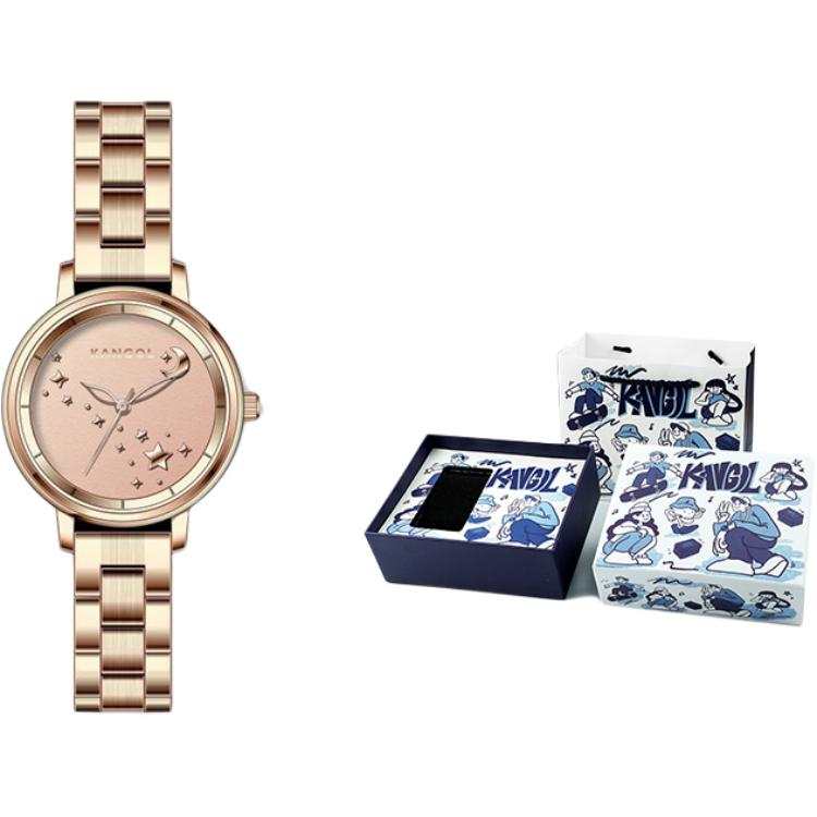 KANGOL Wrist Galaxy Collection Quartz Movement Metal Strap Watch Women's Watch Gold Dial Waterproof