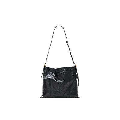 PECO Cow Leather Shoulder Bag Small Unisex Black/Yellow/White