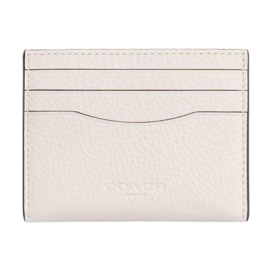 COACH Card Case Refined Pebbled Leather Card Holder Regular Women's Chalk White