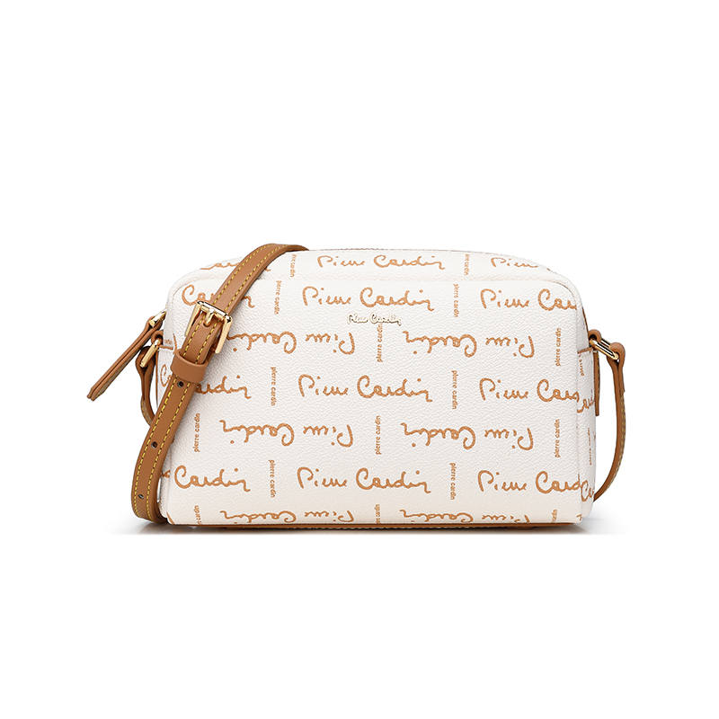 PIERRE CARDIN Polyvinyl Chloride PVC Crossbody Bag, Shoulder Bag Regular Women's Beige