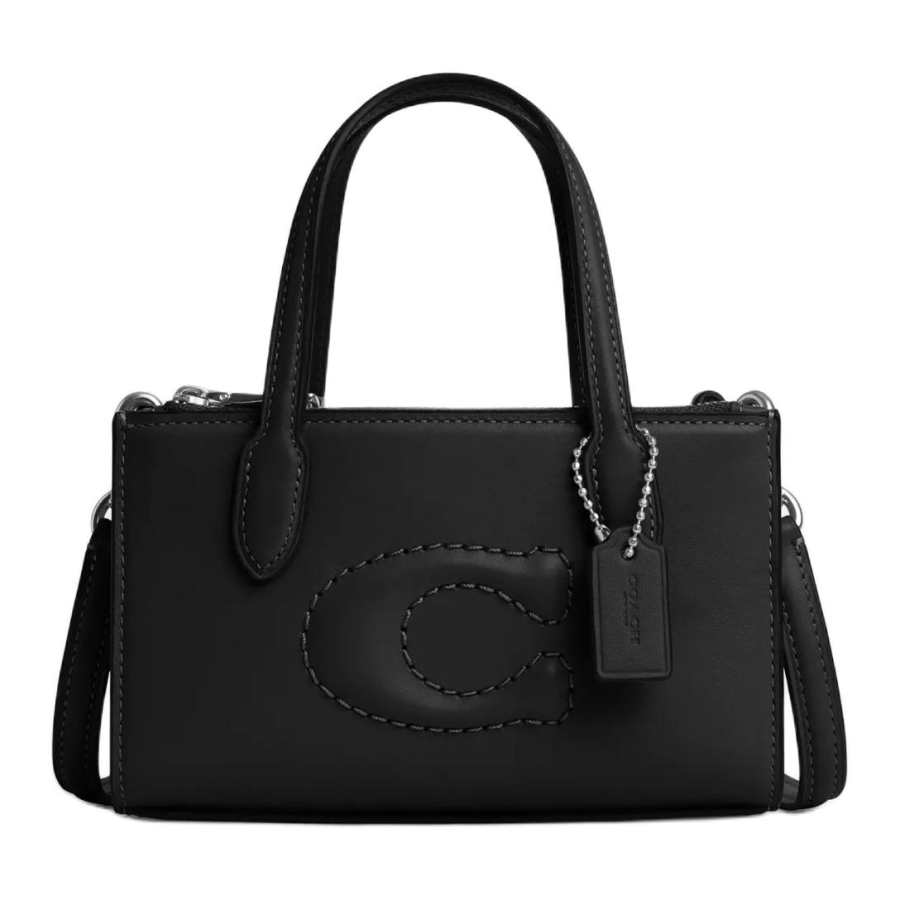 COACH Refined Calfskin Shoulder Bag, Crossbody Bag, Handbag Small Women's Black