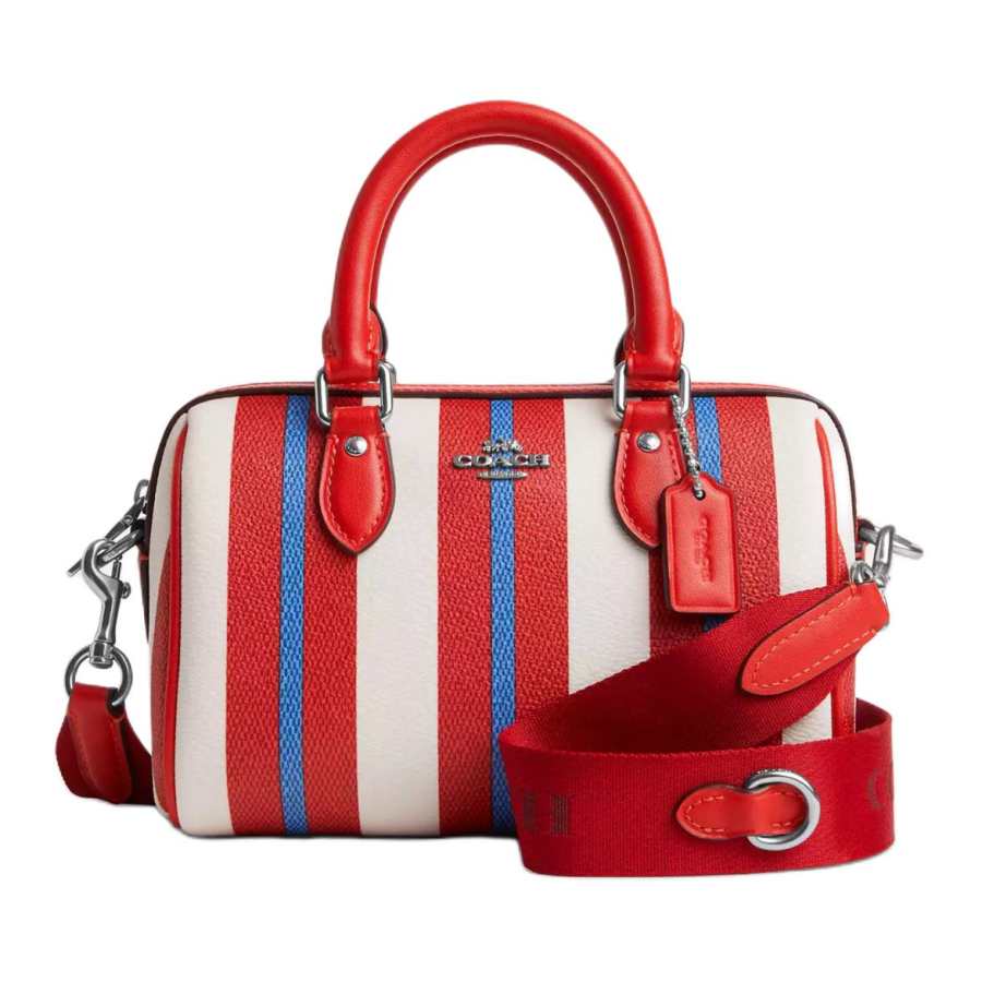 COACH Rowan Coated Canvas With Recycled Leather Shoulder Bag, Crossbody Bag, Handbag Small Women's Red