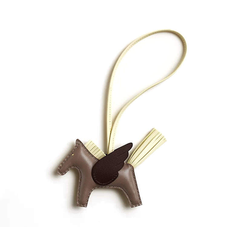 HERMES HERMES Lambskin Charms Unisex Elephant Gray/Milton Yellow/Saddle Red
