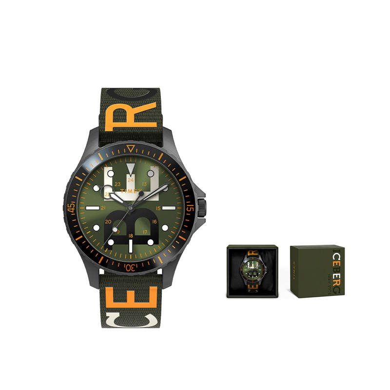 TIMEX Iceberg LAB Collaboration Wrist Watches Quartz Movement Canvas Fabric Strap 38mm Green Dial Unisex