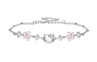 TIDECOLOR 925 Sterling Silver Sterling Silver Bracelet Women's Pink