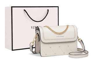 VINEY Cow Leather Crossbody Bag, Shoulder Bag Regular Women's Ecru