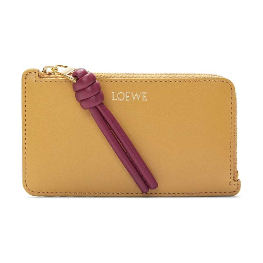 LOEWE Nappa Leather Card Holder Women's Desert Yellow & Dark Red