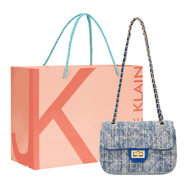 JANE KLAIN Fabric, Synthetic Leather Small Square Bag, Shoulder Bag, Crossbody Bag Regular Women's Dark Blue/Light Blue