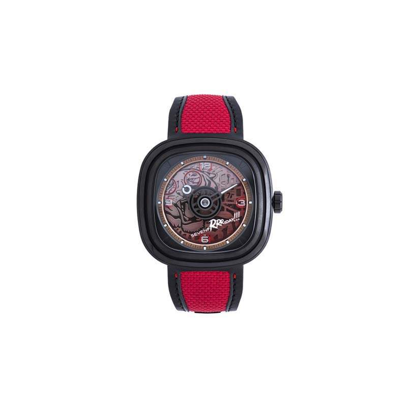 SEVENFRIDAY T Series Automatic Mechanical Movement 30m Waterproof Men's Watches Watch 45.6mm Red Watch Dial