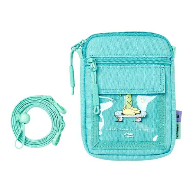 Li-Ning Li Ning Canvas Bag, One Shoulder Handbag, Crossbody Bag Regular Unisex Light Jade Green