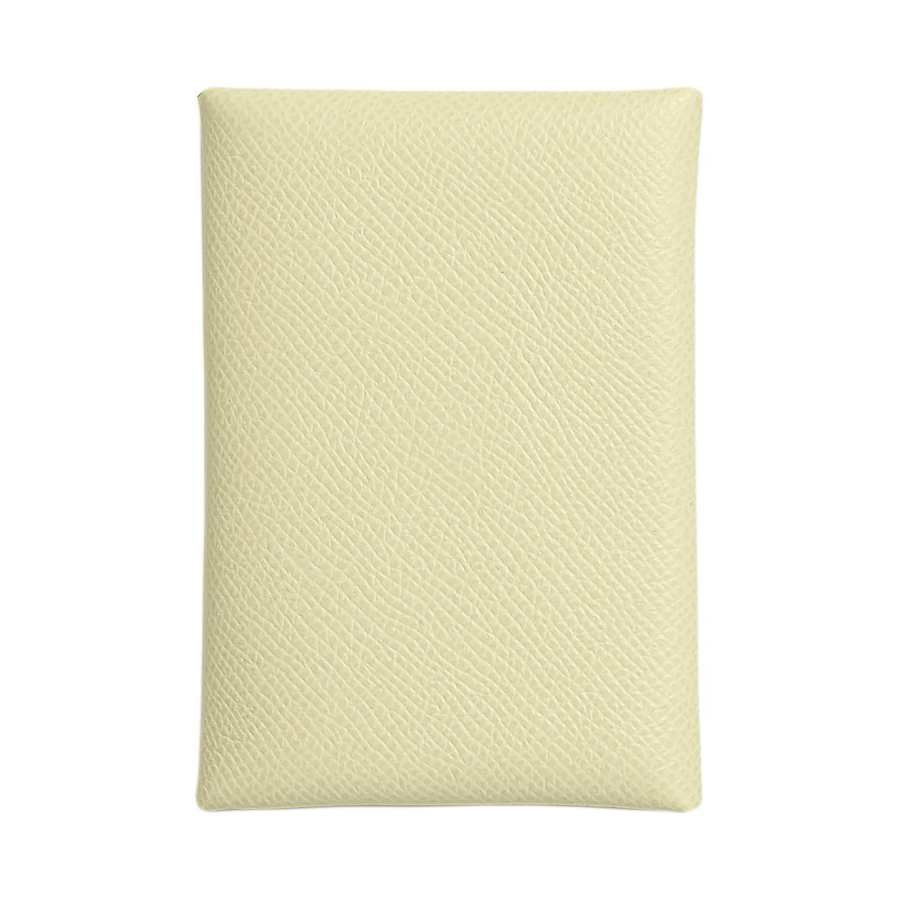 HERMES Calvi Duo Epsom Calfskin Card Holder Women's Milton Yellow