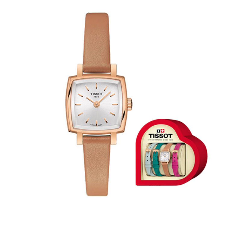 TISSOT Cute Collection Quartz Movement Women's Watch 20mm Silver Dial Stainless Steel Case Leather Strap