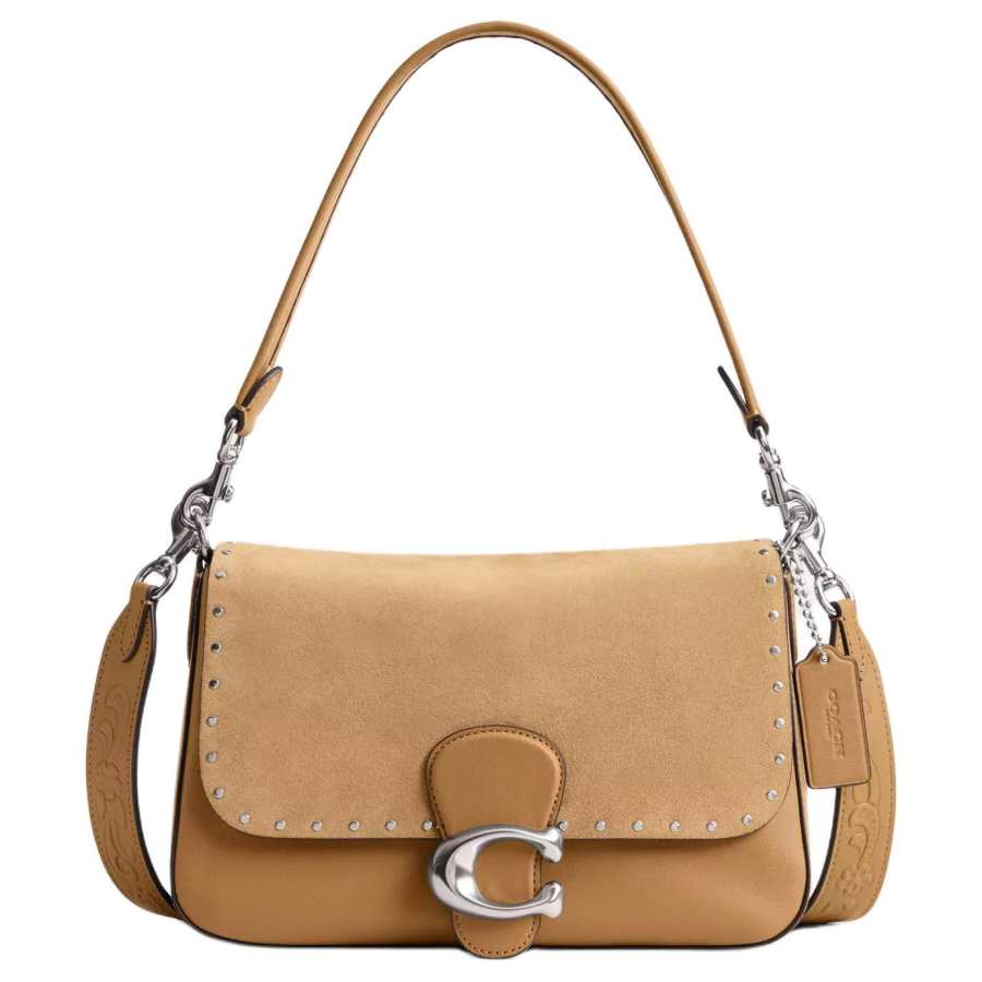 COACH Soft Tabby Suede Portable Crossbody Bag, Shoulder Bag Medium Women's Earthy Yellow