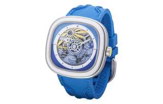SEVENFRIDAY T Series Automatic Mechanical Movement Unisex Watch Blue Dial Stainless Steel Case Silicone Strap